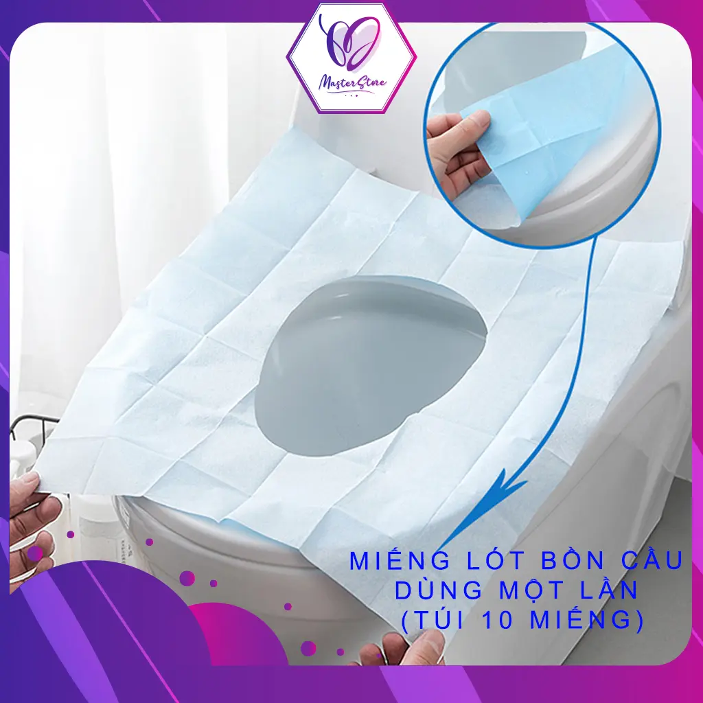 Miếng lót bồn cầu dùng một lần, giấy lót toilet công cộng tự hủy (túi 10 miếng)