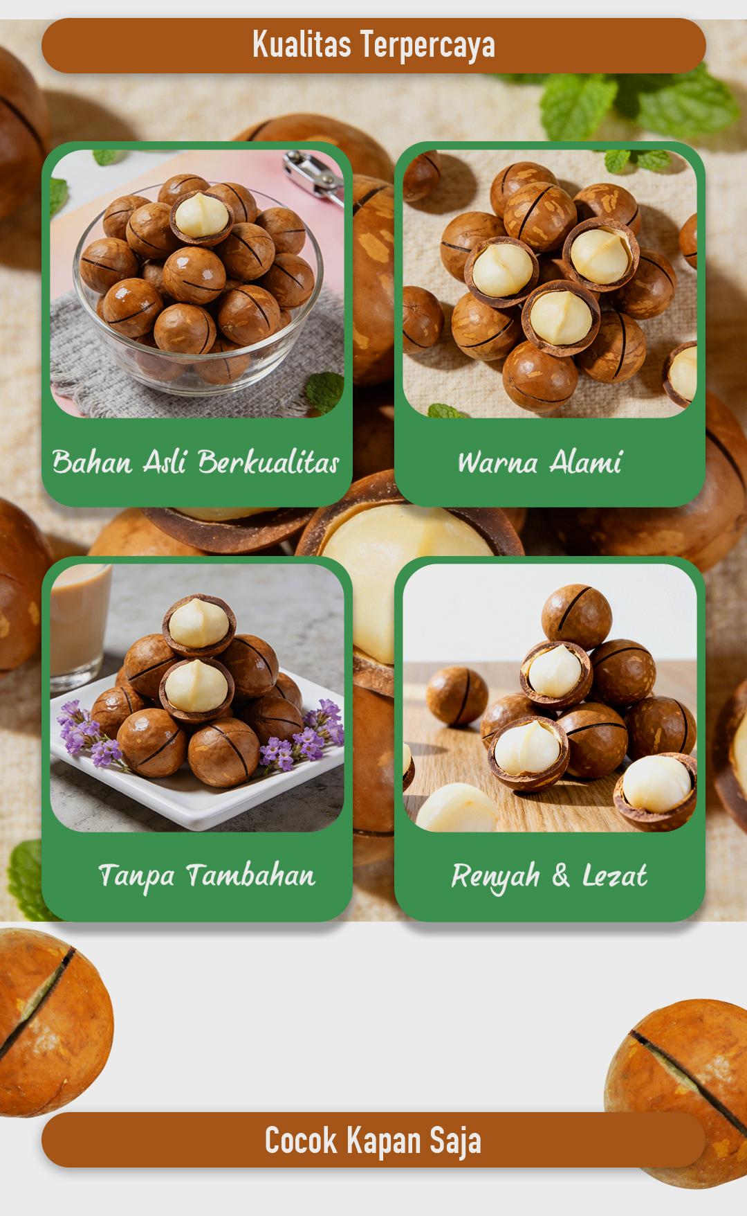 【Luckymore】Macadamia Nuts Rasa Susu 250gr HALAL Cemilan Sehat & Premium Tanpa Pengawet & Pewarna Buatan Tekstur Renyah Rasa Alami