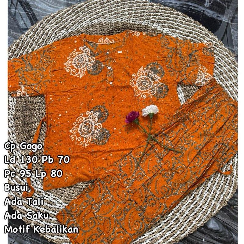 Setelan Cp Gogo Ld 130 Lengan Pendek Saqueena Batik Baju Busui Celana Kancing Motif Rayon Wanita Panjang Piyama Tidur 3