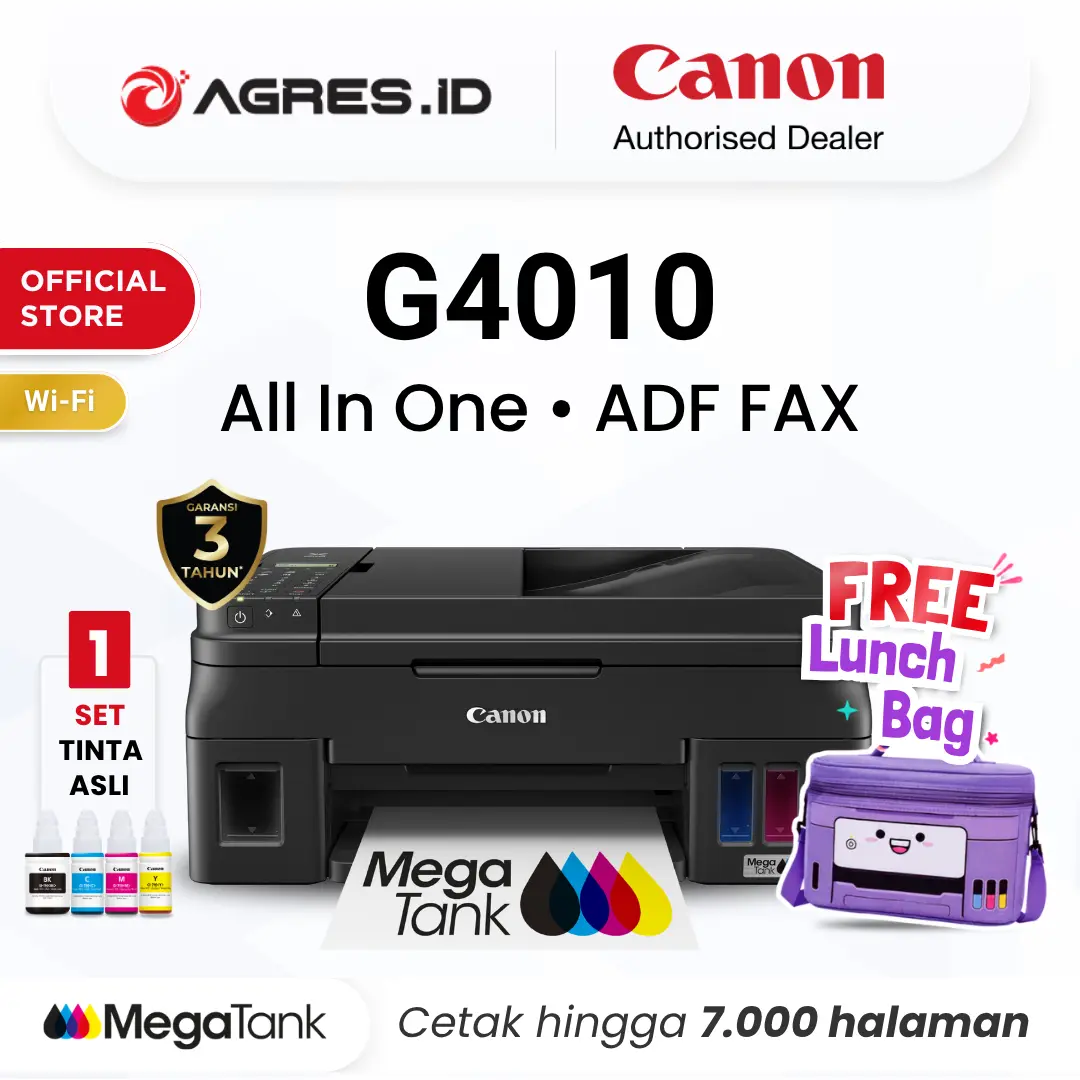 Printer F4 Canon G4010 - Ink Tank ADF FAX Wifi Wireless All In One - Garansi 3 Tahun - Pengganti L5290