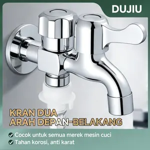 DUJIU Keran Multifungsi Premium Warna Perak Mewah SUS 304 Tahan Karat Anti Bocor, Katup Presisi Tanpa Repot Pemasangan DIY Praktis untuk Dapur Mesin Cuci Luar Ruangan Rumah Tangga