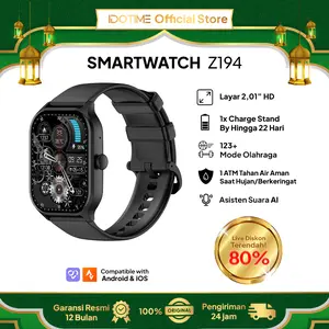 【COD+Free Gift】 New Launch IDOTIME Smartwatch pria wanita Z194  (HITAM ) Hp Jam Tangan Pintar  Bluetooth Call Health Management 1ATM Waterproof 123+ Sport Modes AI Voice Assistant Stong Battery khusus wanita