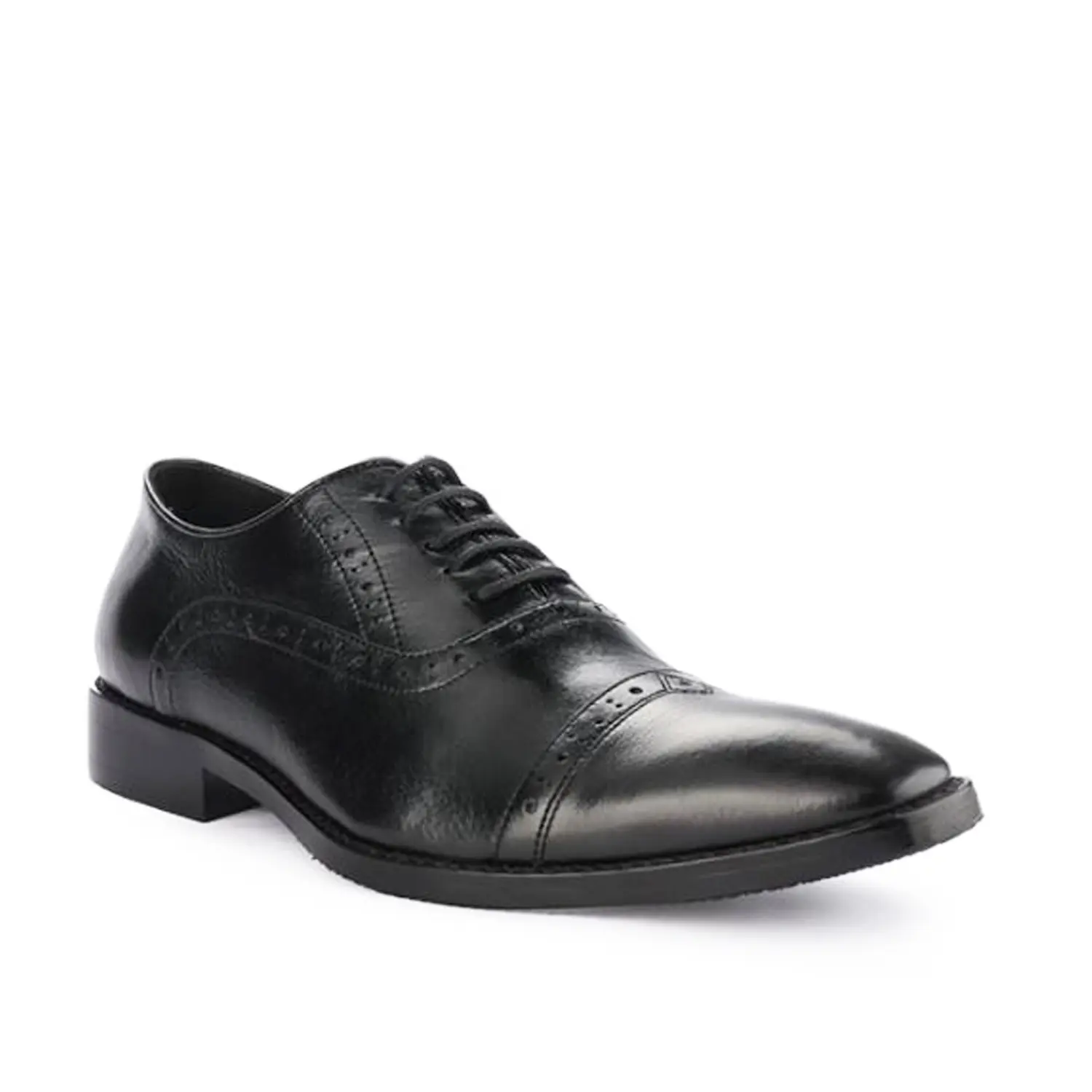 Marelli Sepatu Formal Classic Brogue Oxford Pria Black kulit asli - FR 207
