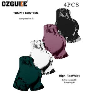 CZGUKE Conjunto de 4 Piezas para Mujer Pantalones Cortos Deportivos Elásticos Sin Costuras con Cordones y Encaje Teñido Cintura Alta Efecto Realce de Glúteos Ideales para Yoga y Ejercicio