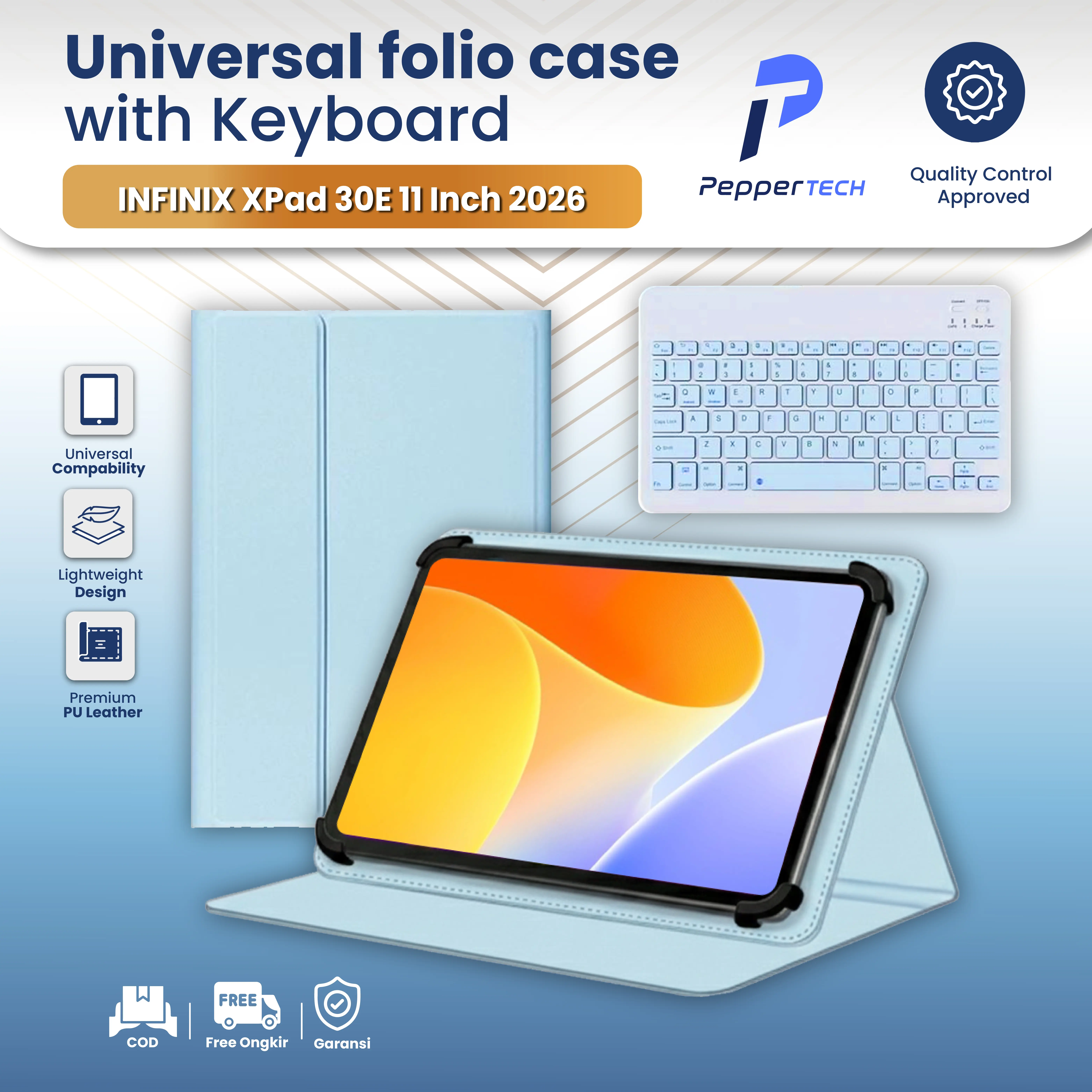 Case Universal With Keyboard for INFINIX XPad 30E 11 inch 2026 Premium Leather Case Wireless Bluetooth Keyboard Flipcase Flipcover Bookcover Universal Tab aksesoris