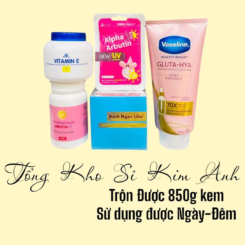 COMBO KEM TỰ TRỘN BẠCH NGỌC LIÊN XANH 5 món sáng da trắng nhanh