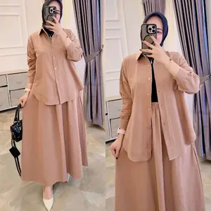 Stelan Rok Wanita Tangan Panjang katun Linen ld 120
