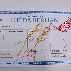 ANTING WANITA MOTIF PERMATA LOVE JURAI EMAS MUDA3,75GR FREE SURAT