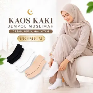 kaos kaki Jempol wanita muslimah Panjang Dewasa Panjang Dewasa Hitam kaos kaki