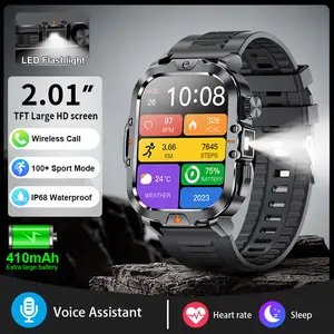 LIGE Jam Tangan Pintar Baru Senter LED Panggilan Bluetooth Olahraga Kebugaran Gelang Pria Tahan Air Untuk Android IOS Smartwatch