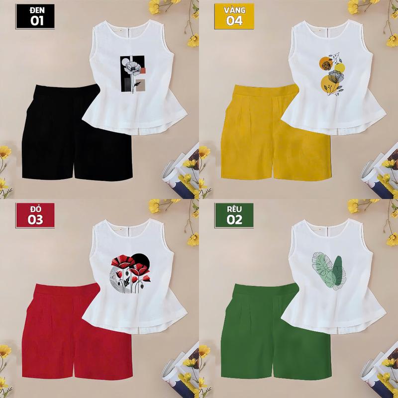  Set “Nắng Hạ” – Sát Nách Mát Mẻ Quần Đũi Đầy Màu SET bộ đồ đũi nữ hàng đẹp loại 1 