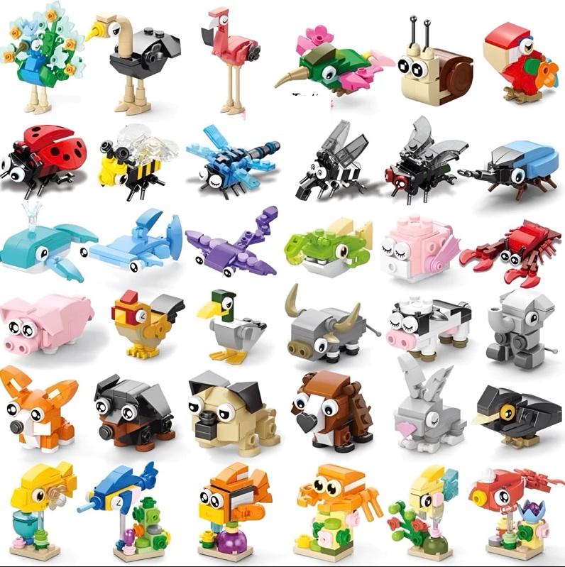 Đồ chơi Set 10 Bộ lắp ghép 3D mô hình con vật đa dạng bao gồm nhiều loài thú, động vật và phương tiện khác nhau