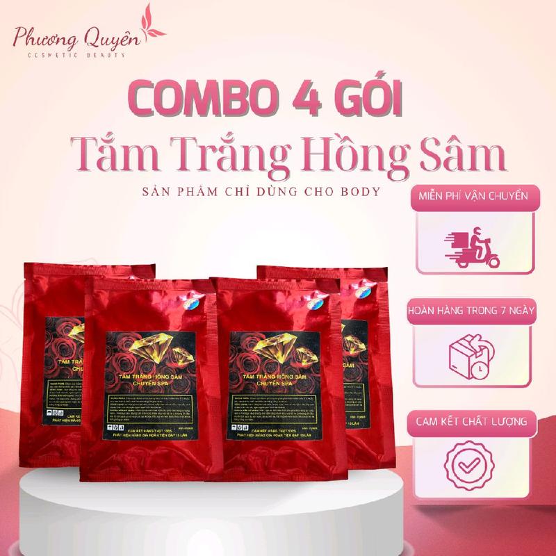  Tắm Trắng Body Hồng Sâm Phiên Bản Nâng Cấp      4 bịch   Hổ Trợ Dưỡng Da 