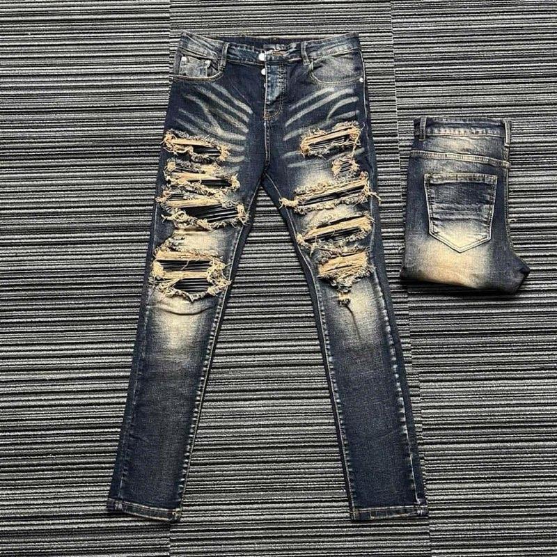   Q15  QUẦN Jeans NAM XANH CÓ VÁ DA DẬMm 