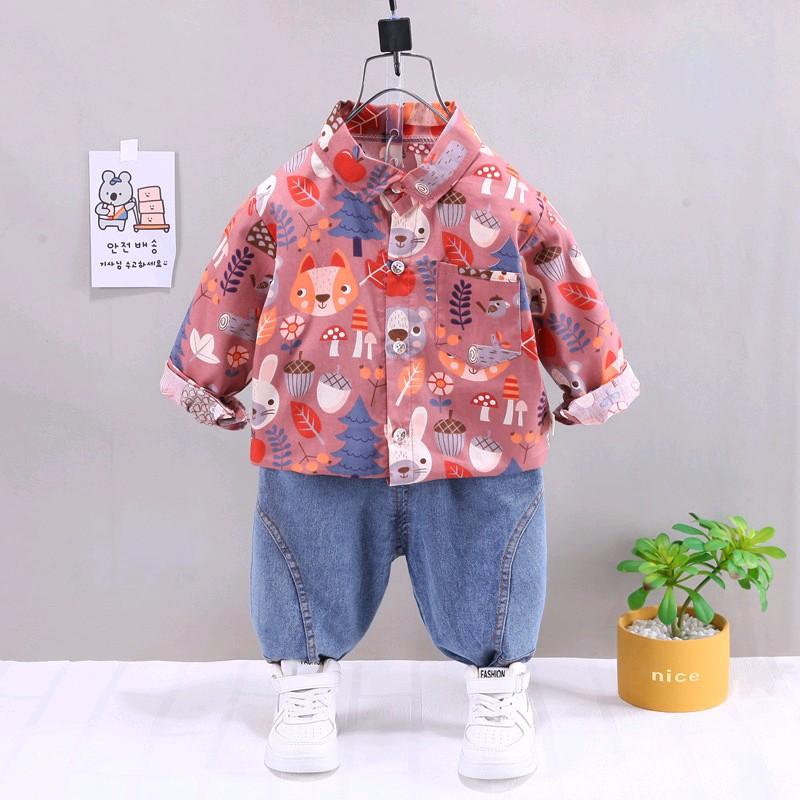 Setelan Kemeja dan Celana Jeans Anak Laki-laki 1-5 tahun Katun 5