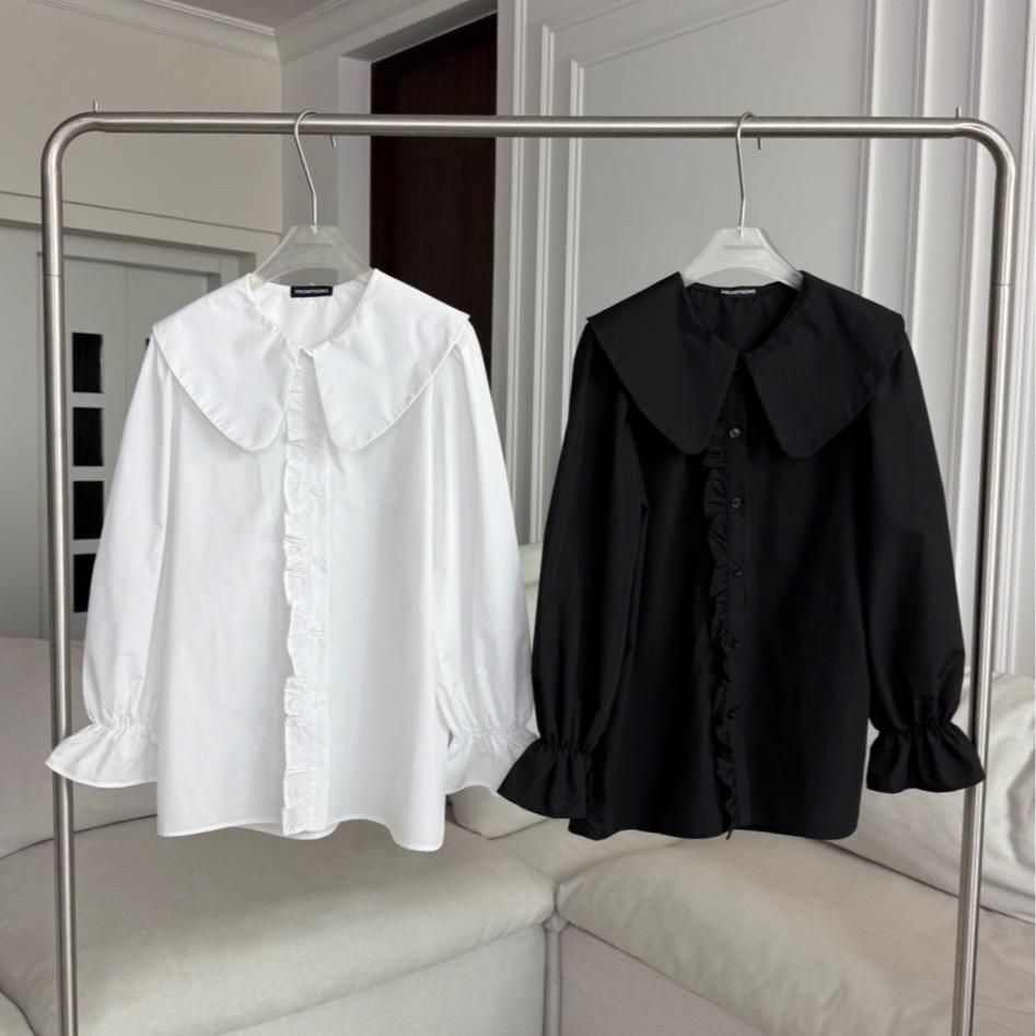 PTSH2867 เสื้อเชิ้ตแต่งระบาย PROMTHONG