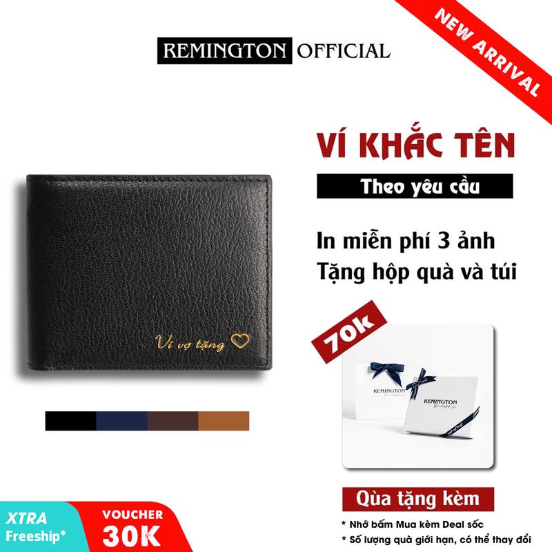 [ Fullbox Đã Gói Quà ] Ví khắc tên theo yêu cầu Remington Godwin ngang fullbox miễn phí in 3 ảnh và tặng kèm hộp, túi giấy làm quà tặng