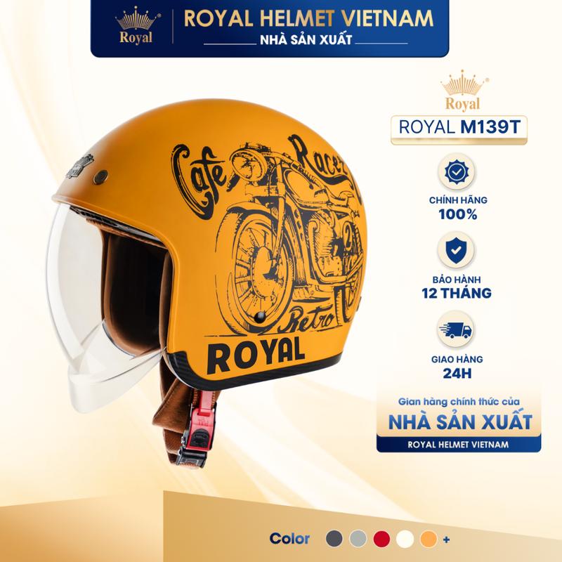   NHÀ SẢN XUẤT  Nón Bảo Hiểm 3 4 Royal M139 Design Kính Âm Chính Hãng Mũ Bảo Hiểm Có Kính Cho Nam Nữ | Trực tiếp từ NSX 