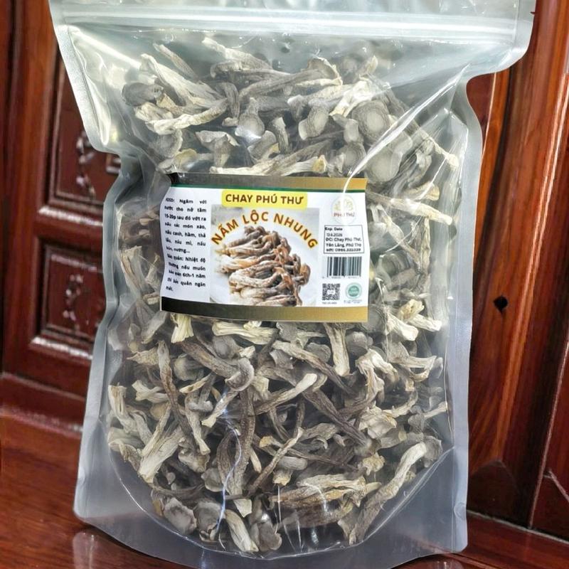   1kg hàng công ty Nấm lộc nhung loại 1 không vụn dày giòn ngọt tốt cho sk chay Phú Thư  đóng làm 2 bịch 500gr   Food nấm khô 