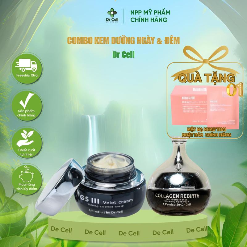 [DR CELL] Kem  Dưỡng Trắng Da Ngày & Đêm – Chứa Hyaluronic Acid, Collagen, Retinol, Glutathione, Dịch Ốc Sên – Cấp Ẩm, Mờ Thâm Nám, Giảm Nhăn, Làm Đều Màu Da, Chống Lão Hóa  Skincare Nữ face 24h