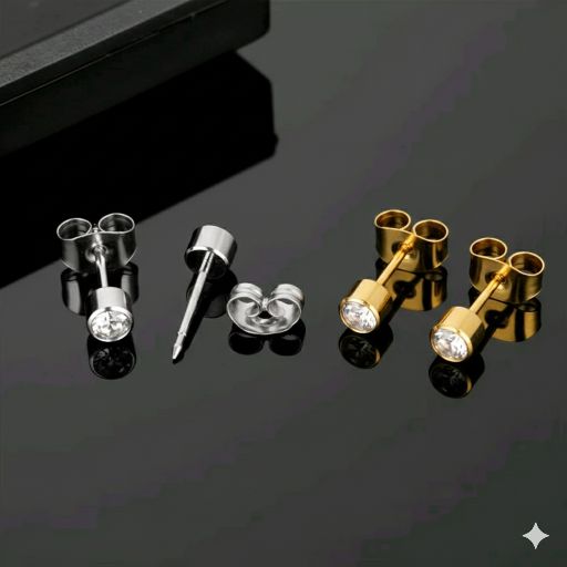 (2 pcs) anting tindik mata berlian pria wanita