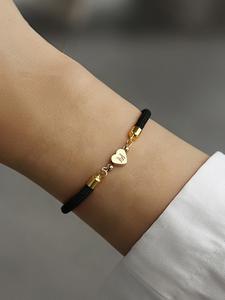 Pulsera de Inicial con Corazón, Joyería de Acero Inoxidable para Mujeres, Pulsera de Cuerda Ajustable Clásica y a la Moda para Mujeres y Niñas