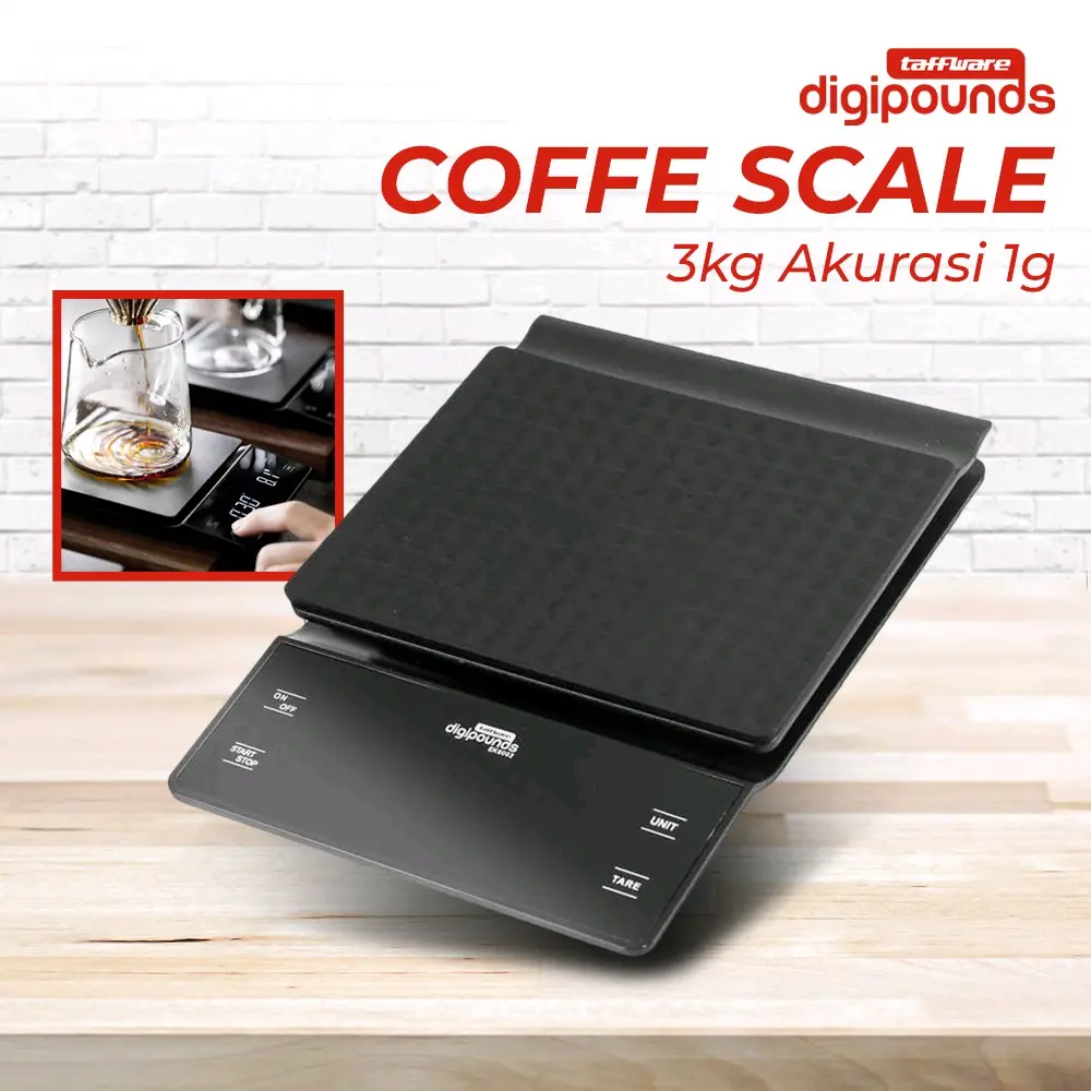 Taffware Digipounds Timbangan Kopi Digital Coffee Scale 3kg 0.1-1g Kitchenware / Timbangan Dapur Digital EK6002  Alat Takaran Plastik