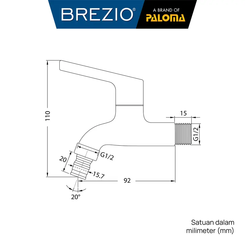 BREZIO Keran Mesin Cuci Selang Taman Dinding Tembok Kran Air Brass Kuningan Chrome Krom Grey Abu Black Hitam Gunmetal Gun Metal FCBZ 7173 FCBZ 7273 FCBZ 7373 5