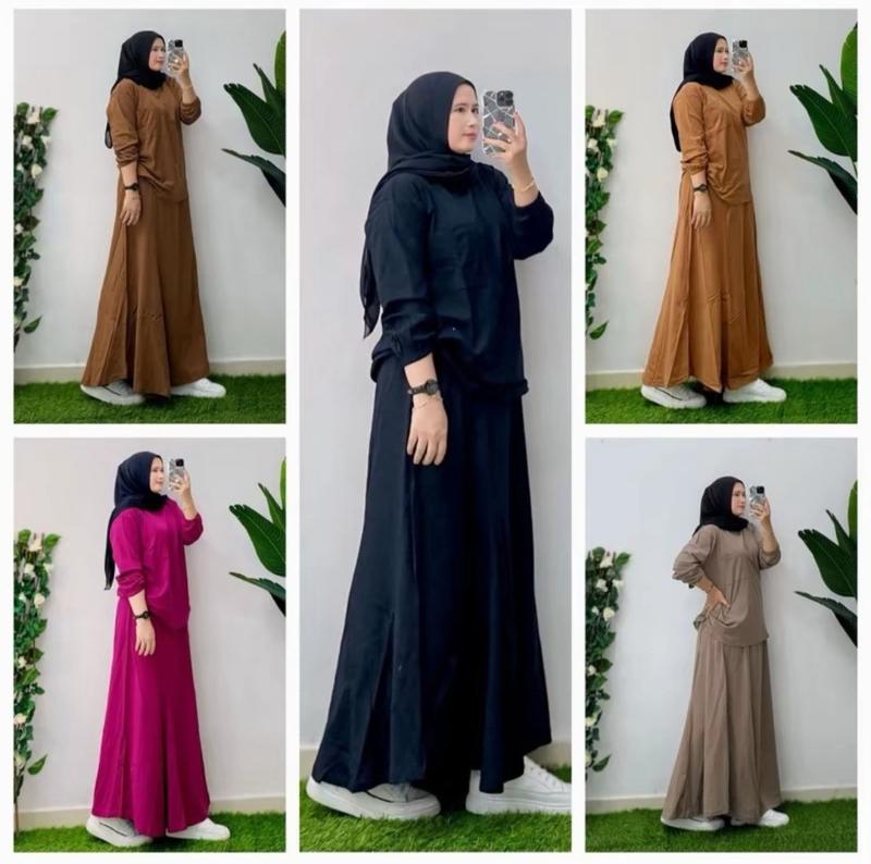 Product Introduction of Cheris Setelan Rok Kaos Combed Original Lingkar Dada 110 Panjang 65 untuk Wanita Nyaman Basic  Dewasa one set hijab style dan atasan one  set  elegan  lebaran 13