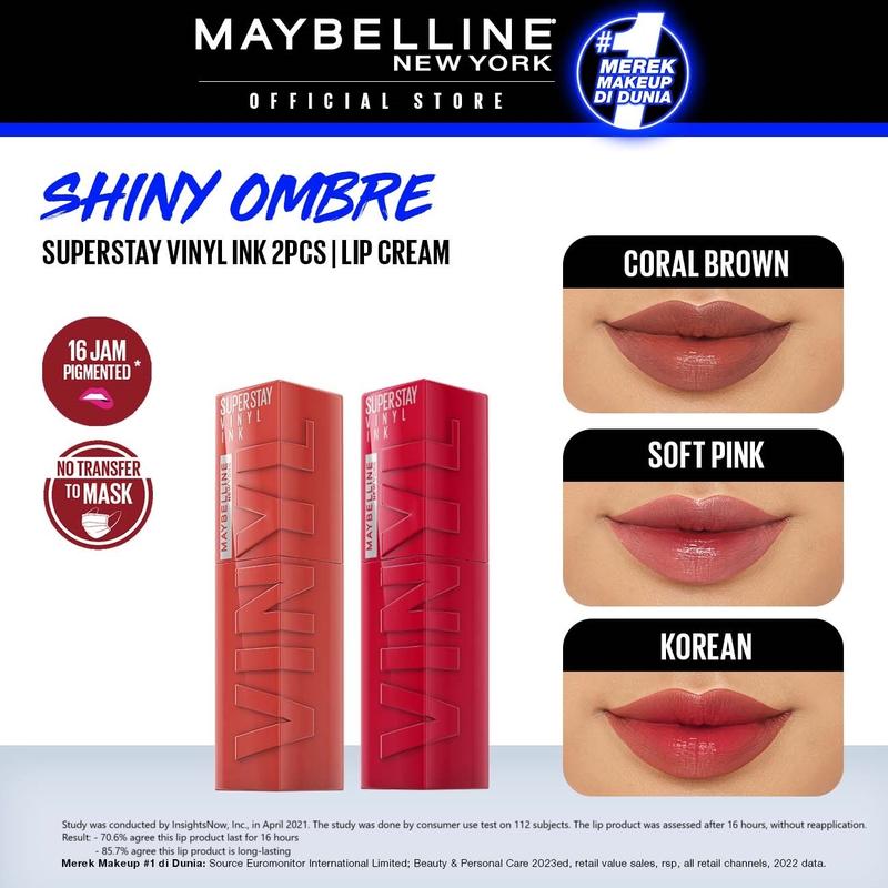 Maybelline Superstay Vinyl Ink Shiny Ombre Set Lipstik lipombre 1