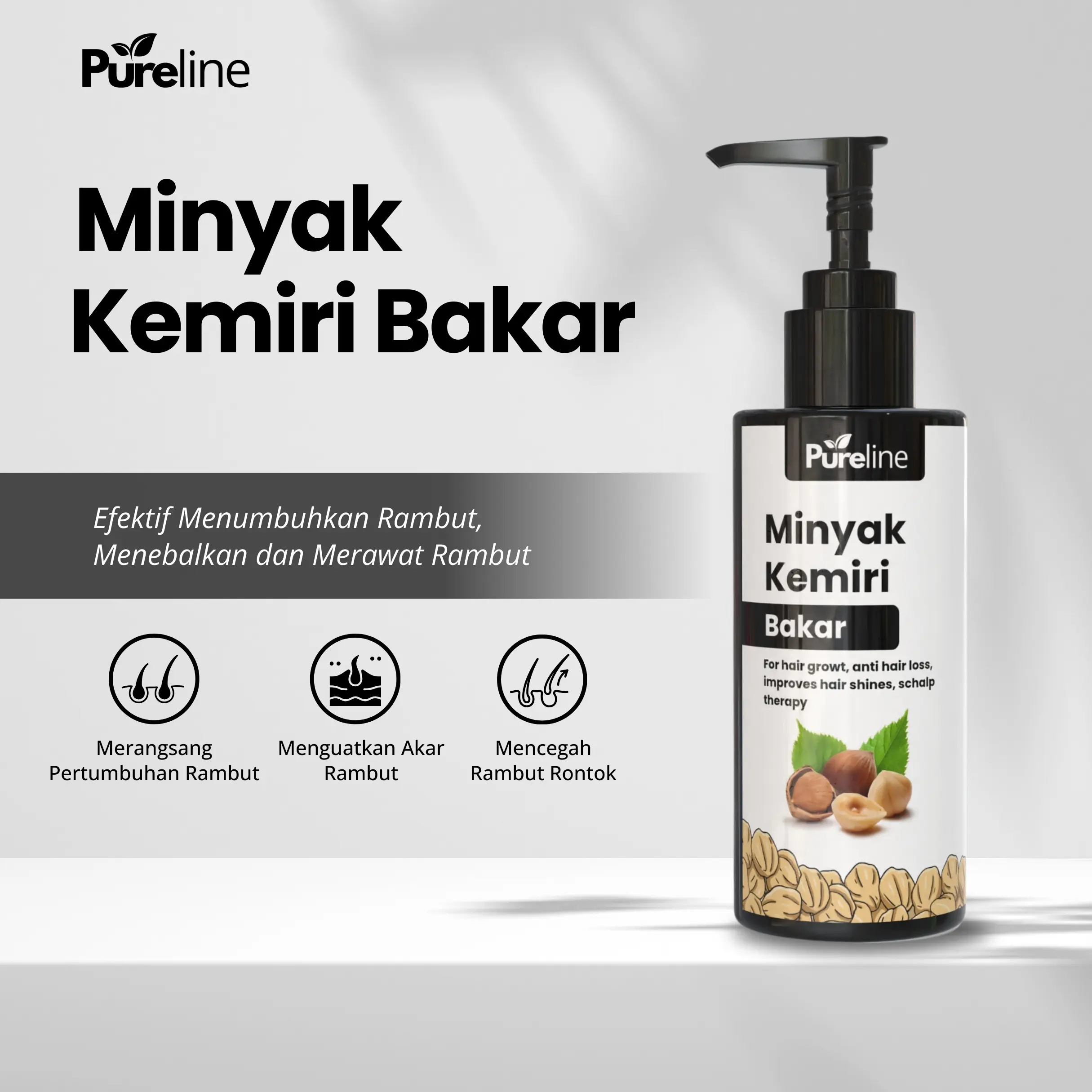 Pureline - Minyak Kemiri Bakar Penumbuh Rambut Alis Brewok Alami
