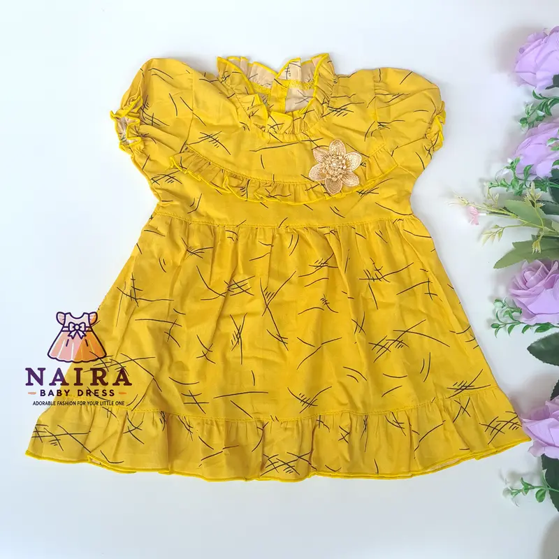 (P-057) Baju Bayi Perempuan 0-6 bulan newborn / Dress bayi perempuan newborn Planet Kidz Motif Bunga Abstrak 3