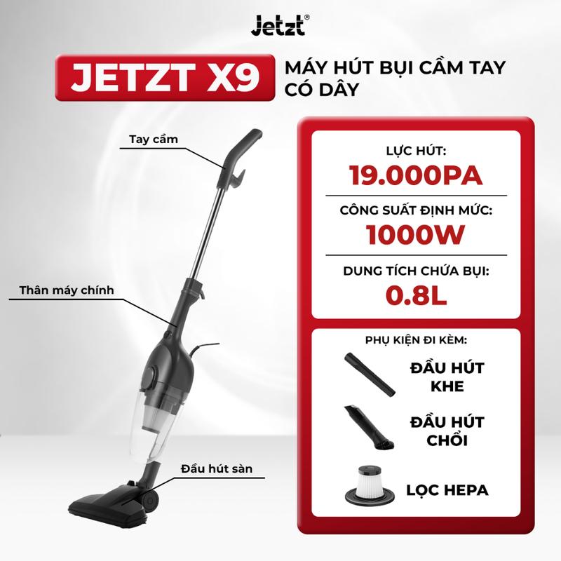 TOP Máy hút bụi cầm tay có dây 3in1 JETZT X9, lực 19.000PA, hệ thống lọc đa tầng