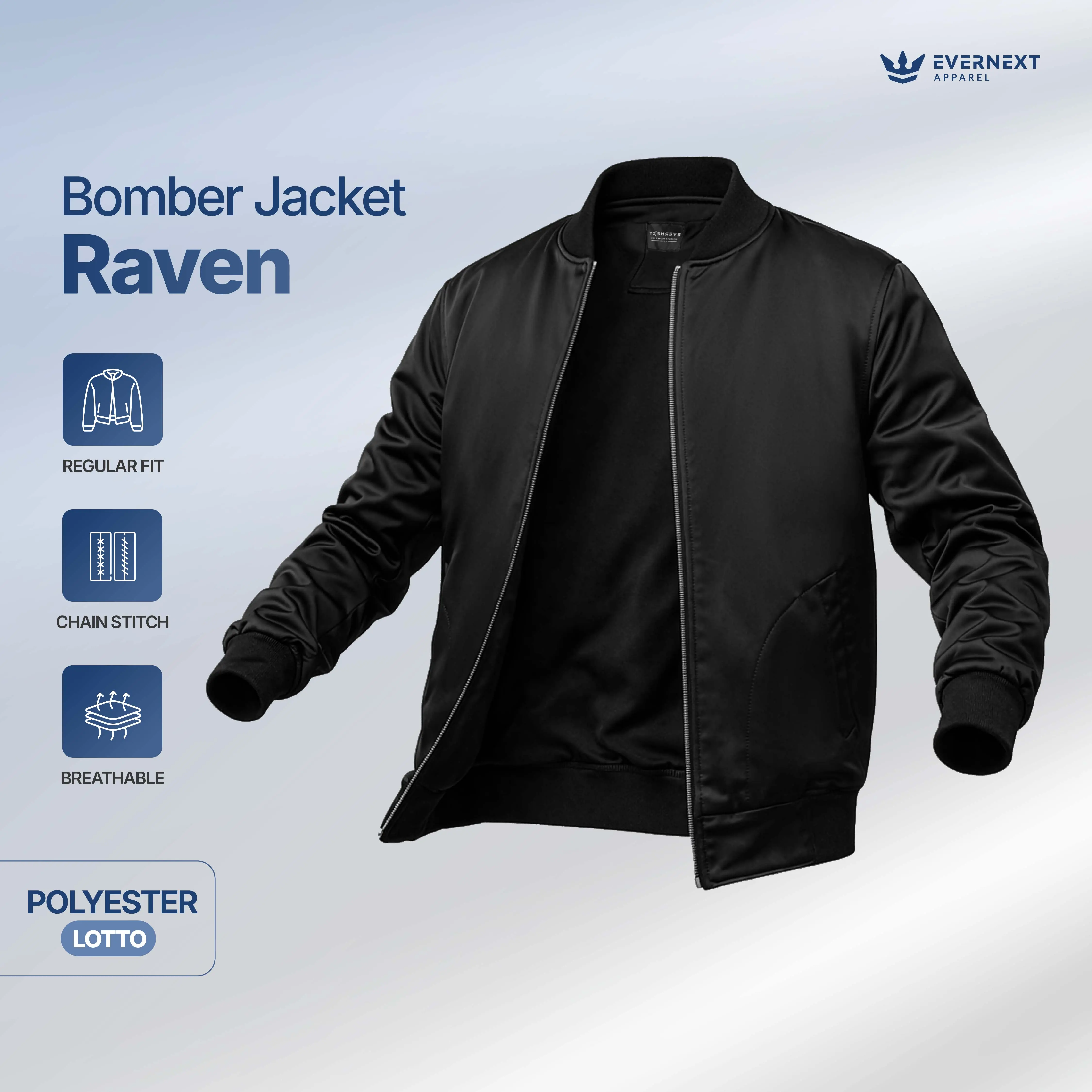 EVERNEXT APPAREL Bomber Polos Pria Raven Jaket Polos Cowok Jaket Motor Pria Windproof Jaket Casual Pria Terbaru