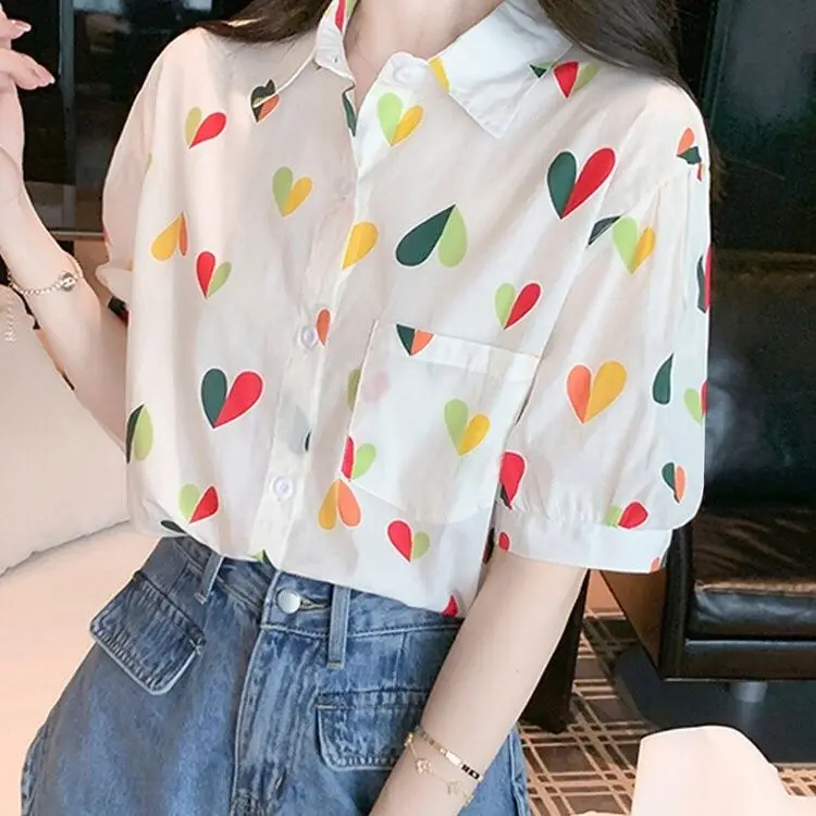 Áo Sơ Mi Nhỏ Chất Liệu Cotton Nguyên Chất Áo Ngắn Tay Thời Trang Đẹp Hoa, Độc Đáo Và Sang Trọng, Dành Cho Nữ, Mùa Hè Mới Top Women