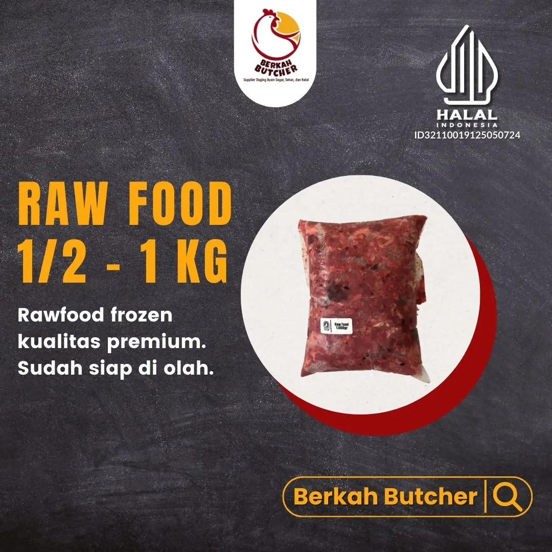 Berkah Butcher Raw Food Daging Ayam Giling Cincang Makanan Hewan Kemasan 1 kg