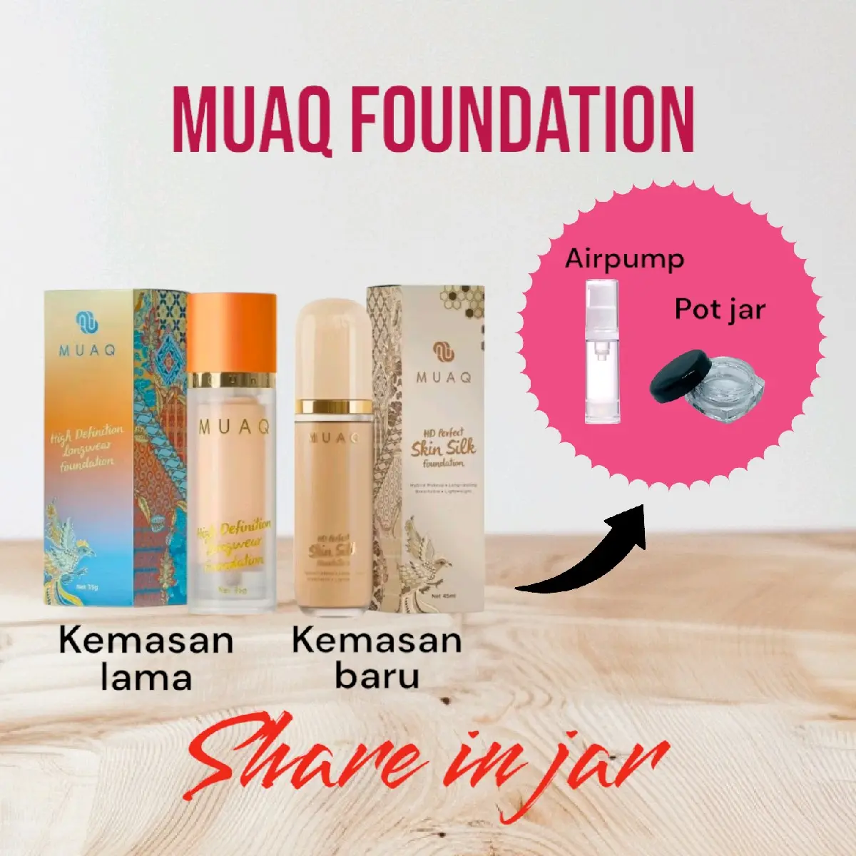 MUAQ Share in jar 5ml #MUAQ Perfect skin silk Foundation
