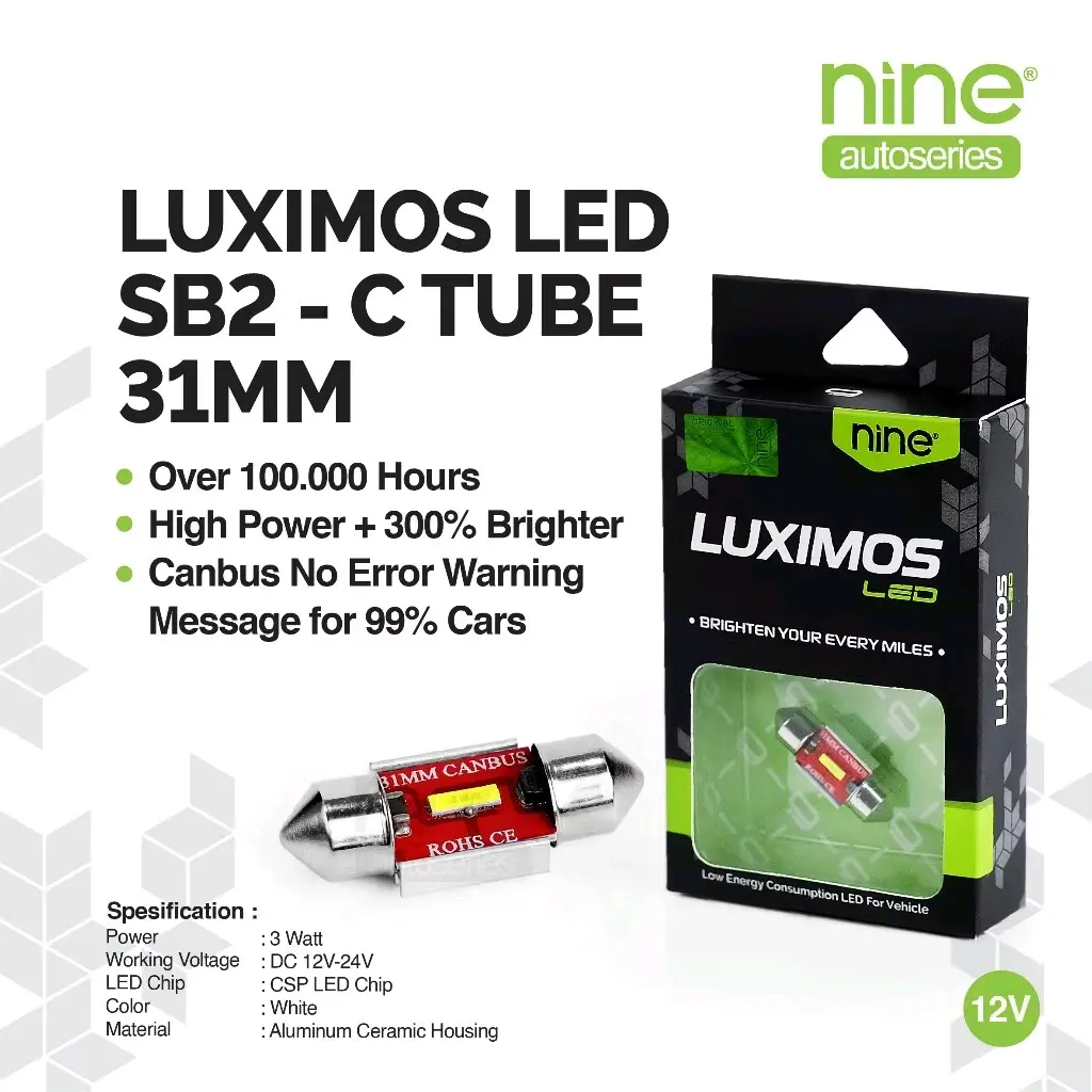 LUXIMOS Lampu Led Kabin Mobil Cabin Plafon CSP Tube 31MM LED SB2 - Nine Autoseries