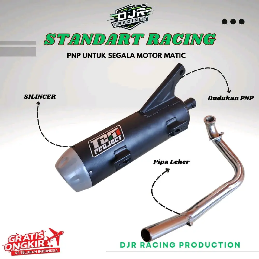 Knalpot Standar Racing TZM Muffler Beat karbu, Beat Deluxe, Vario, Scoopy, Mio, Genio, Spacy, Mio Soul, Mio Fino, X-Ride