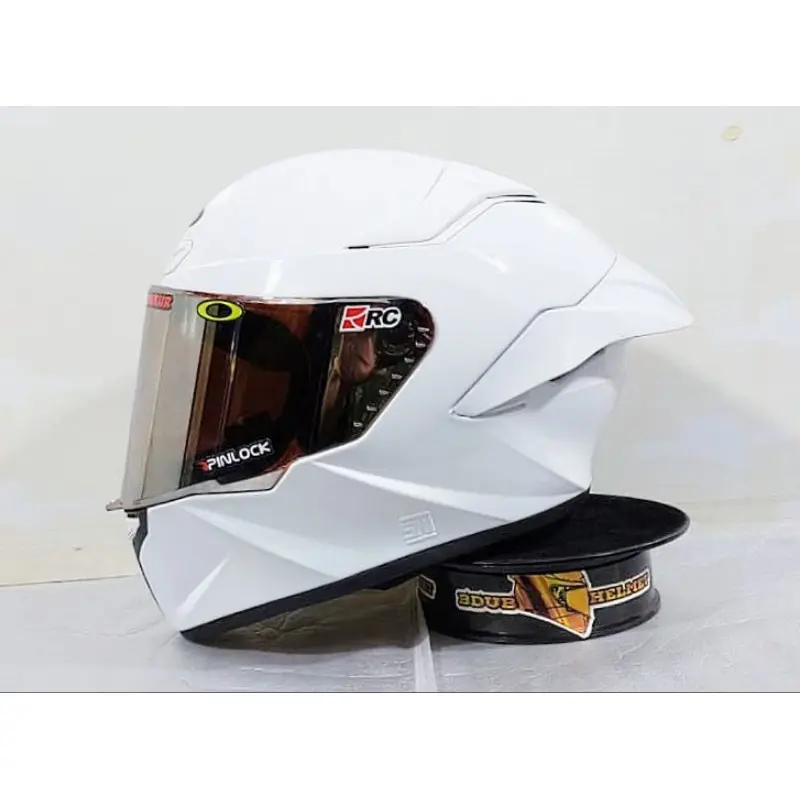 HELM MLA CRYPTON Full Face Solid Whaite  Visor Blue/Silver Helm Peria/wanita deawsa [SNI] 2