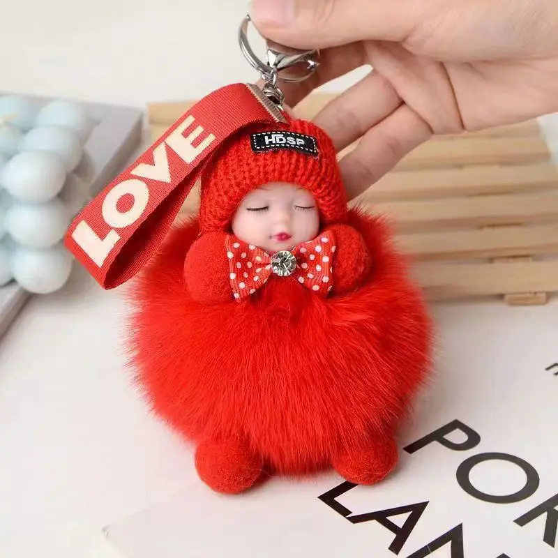 Móc Chìa Khóa Búp Bê Nhồi Bông Mặt Dây Chuyền Bông Pom Pom, Móc Chìa Khóa Em Bé Ngủ, Thiết Kế Sáng Tạo Và Dễ Thương, Thích Hợp Làm Đồ Trang Trí Mặt Dây Chuyền Ba Lô, Quà Tặng Phổ Biến 0