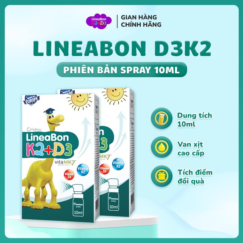  Combo 2 LineaBon D3K2 Dạng Xịt Tiện Lợi - Vitamin hỗ trợ trẻ hấp thu canxi 