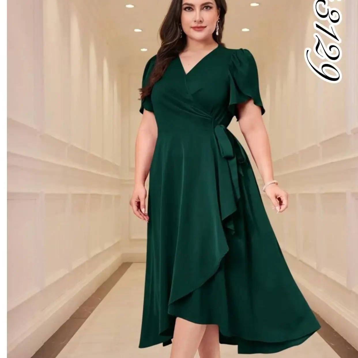 casual dress plus size philippines Plus Size, Self-developed Plus-size Casual Vacation Lace-trimmed Printed Dress