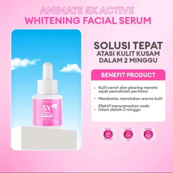 Serum animate whitening facial 5X Vitamin Pencerah Perawatan kulit Muka Mencerahkan Wajah dalam 2 minggu 5