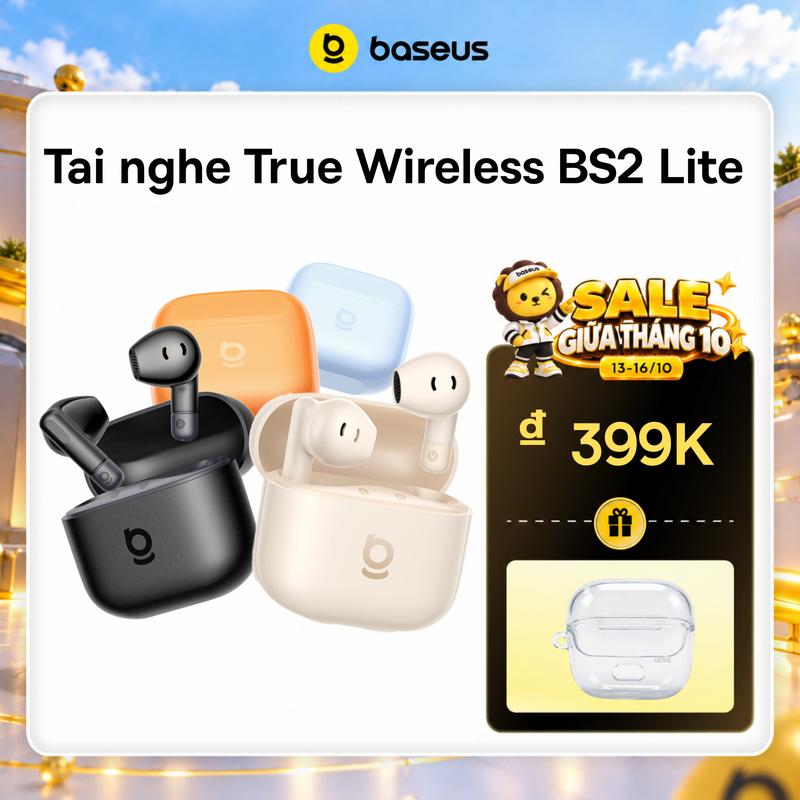 [LIVE] Baseus Tai nghe Bluetooth True Wireless BS2 Lite Bass 6.0 - Thời lượng 40 giờ - Kháng nước IPX5 Sạc nhanh 10 phút