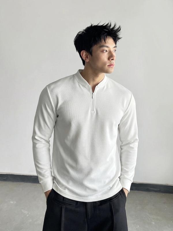 Áo Phông Dài Tay Cổ Zip LUMINOS DYLAN - Form Cleanfit Ôm Vừa Vặn - Vải Polo Dệt Gân Chéo 260GSM Loại 1 Chốn Nhăn Chống Co Rút Siêu Giữ Form
