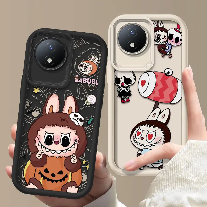 Untuk VIVO Y02 Y02T Y02A Y02S Labubu Casing Jual panas Casing lembut untuk ponsel Bahan silikon Gaya baruKasus TPU Anti gores Kamera Cakupan Penuh Tahan benturan Kepala Kacamata Malaikat Kotak Pelindung Ponsel 1