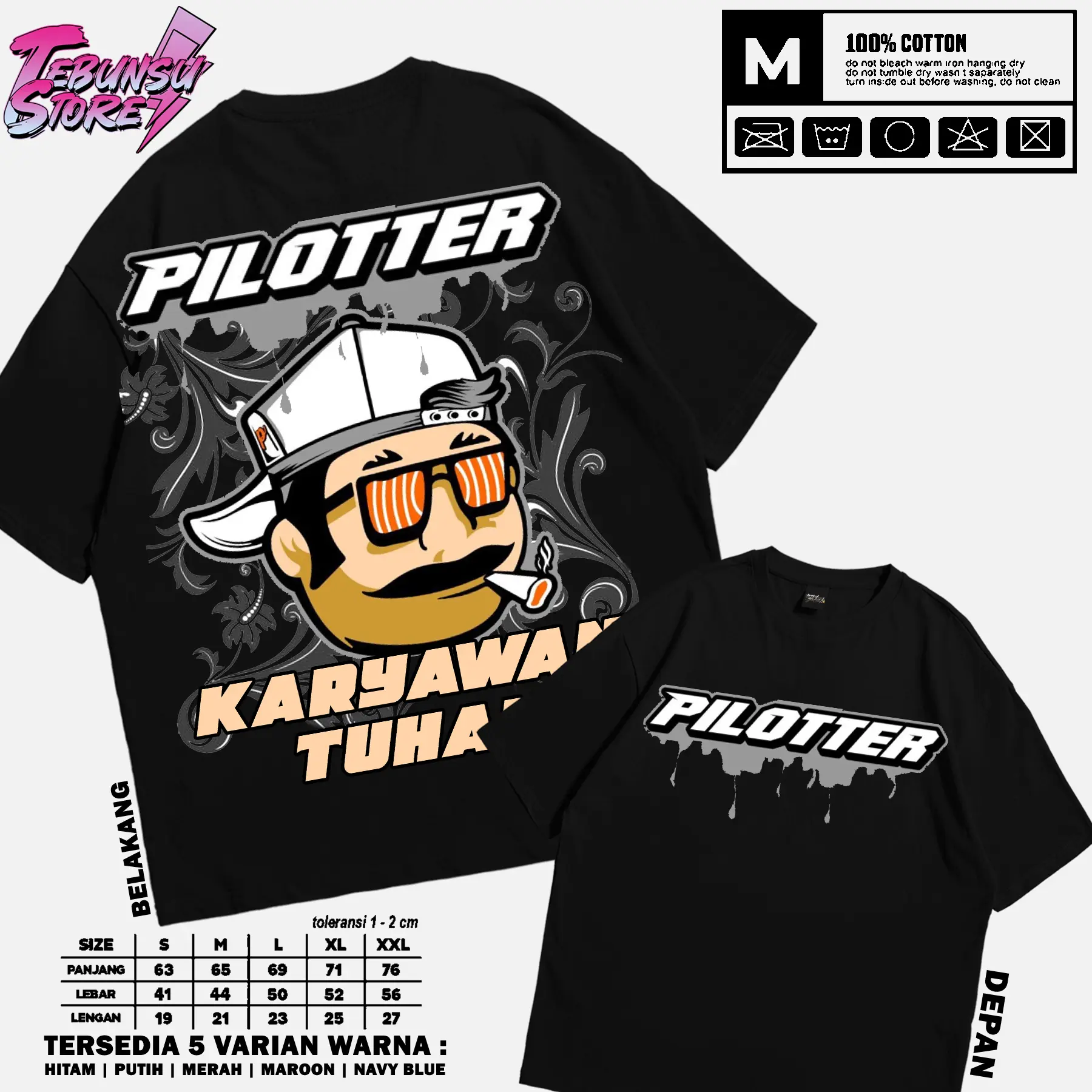 Kaos PILOTER KARYAWAN TUHAN / Vol 03 / Kaos Keren PILOTER GANK / Bahan Cotton Combed 30s / Sablon Plastisol dan DTF Printing / T-Shirt Distro Pria dan Wanita / Gratis Ongkir / Baju Santai / Kaos Oblong / Atasan Pria / Panjang 63cm hingga 76cm