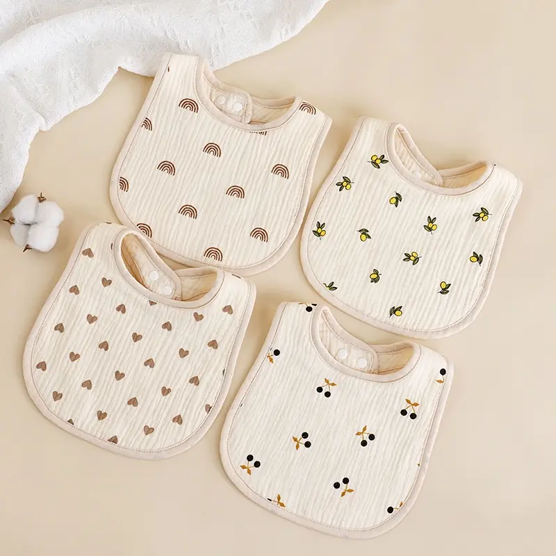Yếm Trẻ Sơ Sinh, 6 Lớp, 100% Cotton, Thiết Kế Hình Chữ U