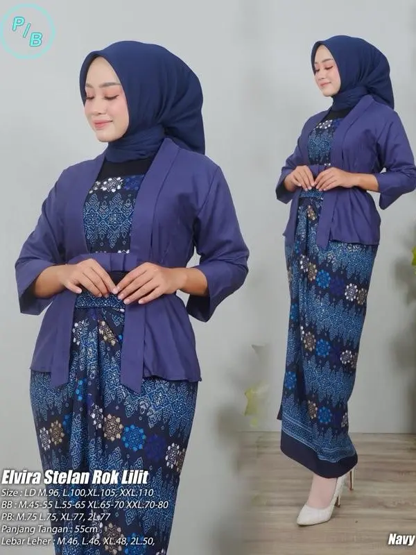 Hameedah - Set Kebaya Kutu Baru Elvira Motif Batik Kombinasi Baju Wisuda Lamaran dan Kondangan Dress Wanita tradisional sunda korean  style Xiuyan Jade Brown Traditional Dress Pesta Tunik